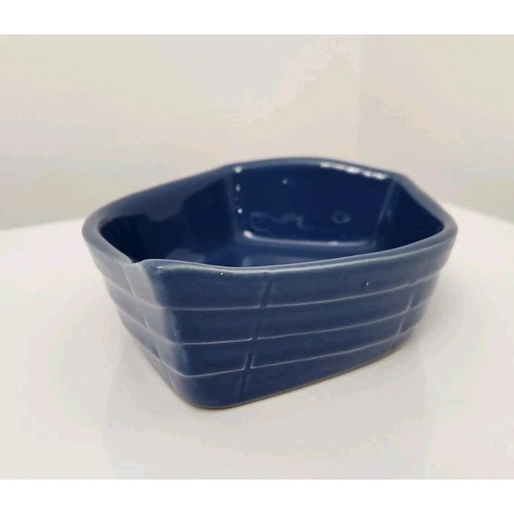 Deltis Made in Portugal Stoneware/Ceramic Boat Shaped Dish Blue Oven Safe‎